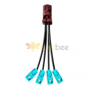 Mini FAKRA 4 in 1 Straight D Code Female to Z Code Fakra Female Straight Vehicle Cable Extension 50cm