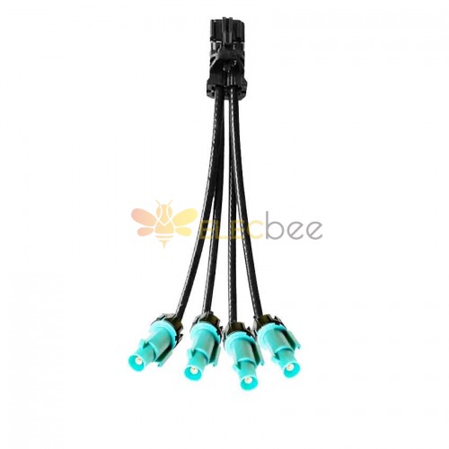 Mini FAKRA Straight A Code Female 4 in 1 to Waterproof Z Code Fakra Male Straight Vehicle Cable Extension 50cm