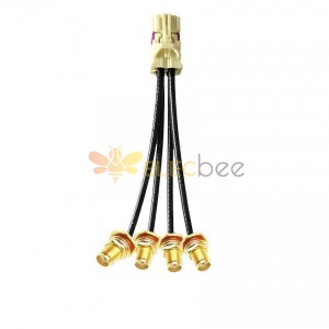 Mini FAKRA Straight B Code Female 4 in 1 to SMA Waterproof Straight Female Threads 13mm Vehicle Cable Extension 50cm