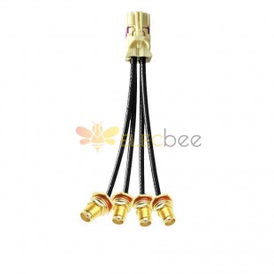 Mini FAKRA Straight B Code Female 4 in 1 to SMA Waterproof Straight Female Threads 13mm Vehicle Cable Extension 50cm