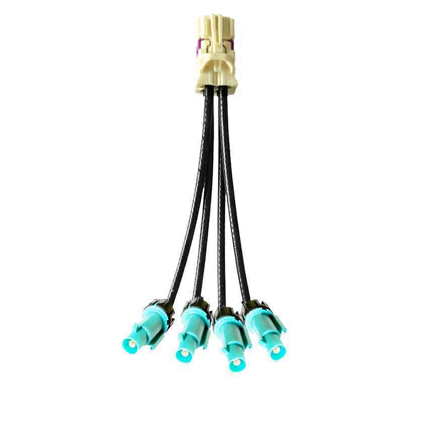 Mini FAKRA Straight B Code Female 4 in 1 to Waterproof Z Code Fakra Male Straight Vehicle Cable Extension 50cm