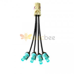 Mini FAKRA Straight B Code Female 4 in 1 to Waterproof Z Code Fakra Male Straight Vehicle Cable Extension 50cm TE Connectivity