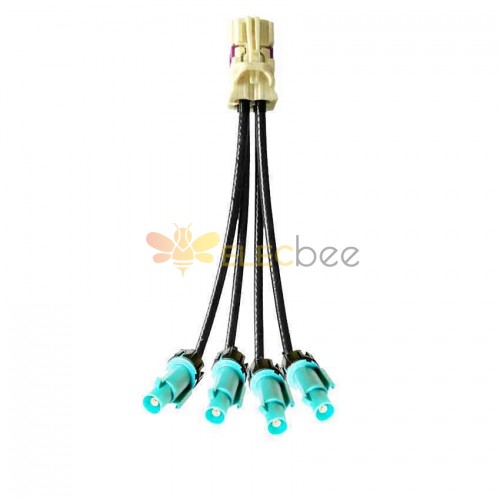Mini FAKRA Straight B Code Female 4 in 1 to Waterproof Z Code Fakra Male Straight Vehicle Extension Cable Extension 50 см