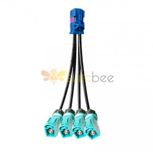 Mini FAKRA Straight C Code Female 4 in 1 to Waterproof Z Code Fakra Female Straight Vehicle Extension Cable Extension 50 см