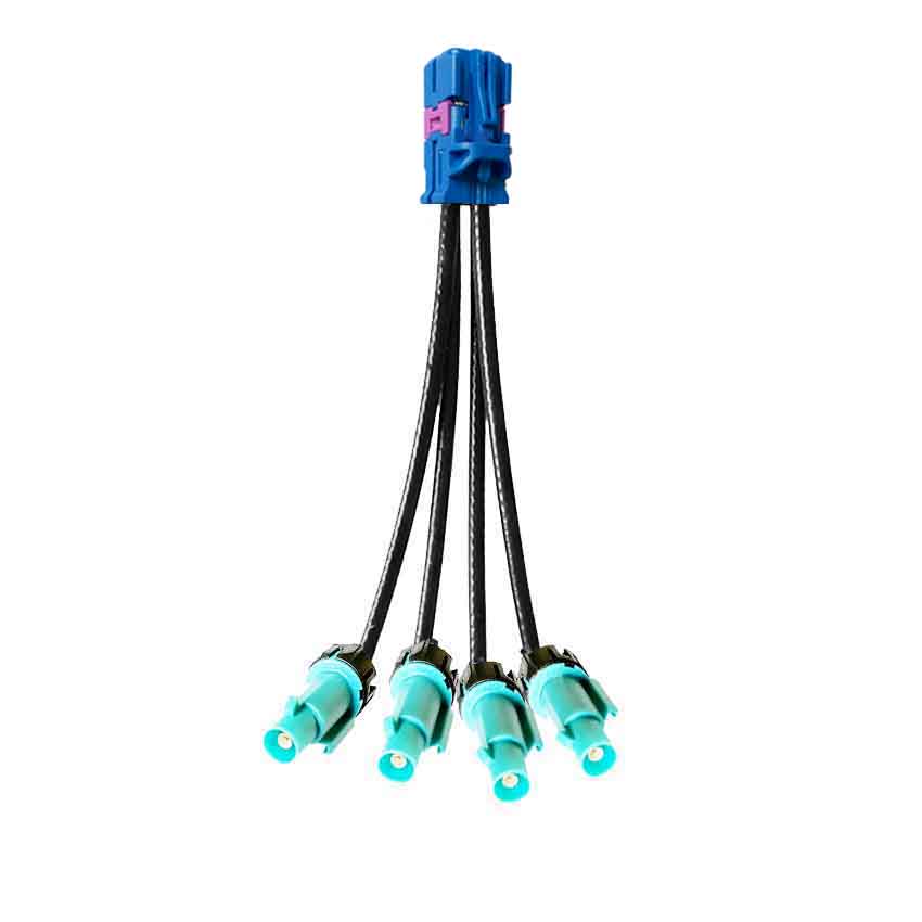 Mini FAKRA Straight C Code Female 4 in 1 to Waterproof Z Code Fakra Male Straight Vehicle Extension 50cm TE Connectivity