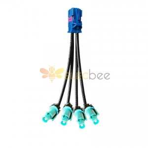 Mini FAKRA Straight C Code Female 4 in 1 to Waterproof Z Code Fakra Male Straight Vehicle Cable Extension 50cm