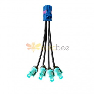Mini FAKRA Straight C Code Female 4 in 1 to Waterproof Z Code Fakra Male Straight Vehicle Extension 50cm TE Connectivity