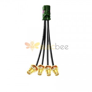 Mini FAKRA Straight E Code Female 4 in 1 to SMA Waterproof Straight Female Threads 13mm Vehicle Cable Extension 50cm
