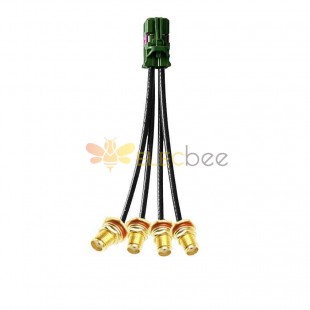 Mini FAKRA Straight E Code Female 4 in 1 to SMA Waterproof Straight Female Threads 13mm Vehicle Cable Extension 50cm