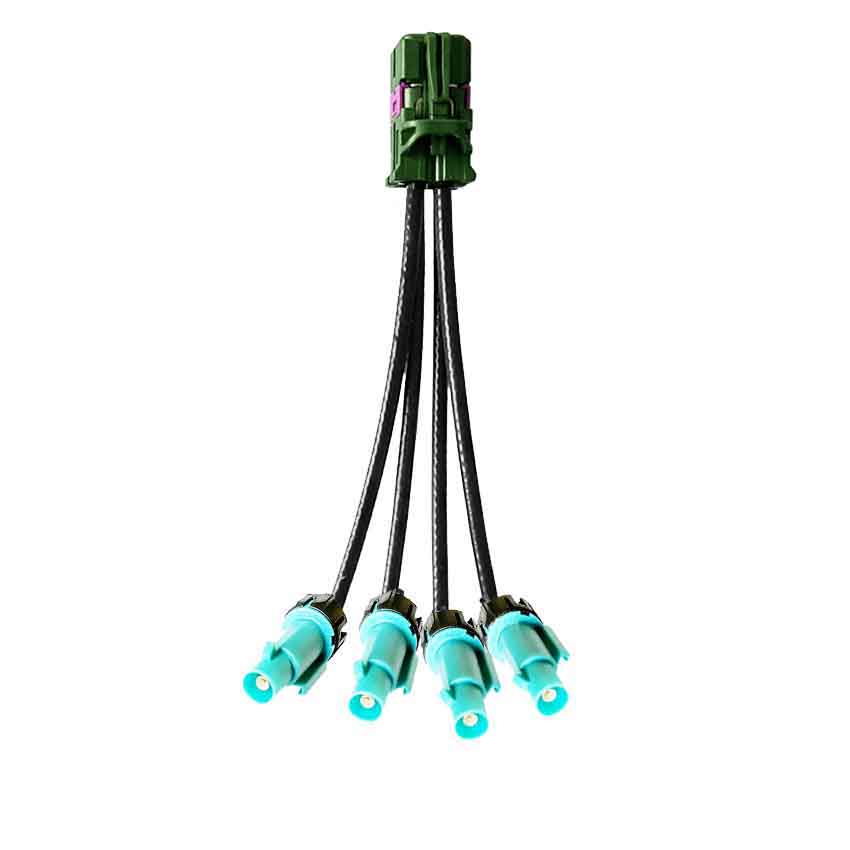 Mini FAKRA Straight E Code Female 4 in 1 to Waterproof Z Code Fakra Male Straight Vehicle Extension Cable Extension 50см