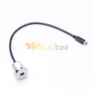 Mini USB Male To Female Round Mental Panel Extension Cable 2.5 Meter