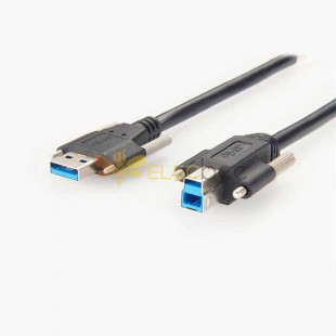 USB 3.0 Superspeed A Erkek - B Erkek Vidalı Kilit Kablosu