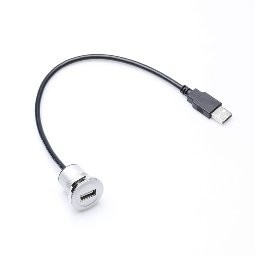 USB Type A 2.0 Male To Female Round Panel Extension Cable 2.5 Meter