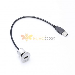 USB Tip A 2.0 Erkek - Dişi Yuvarlak Panel Uzatma Kablosu 2,5 Metre