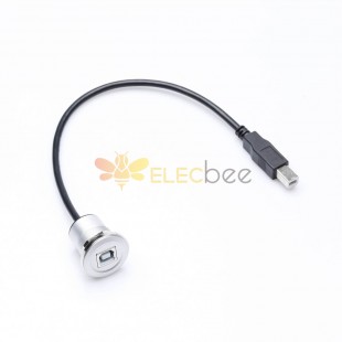 USB B 圓形面板延長線 B型公對母圓形面板安裝延長線 2.5 米