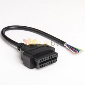 16 Pin Female Single Ended Cable Elm327 Extension Cable OBD2 Cable Length 0.3M