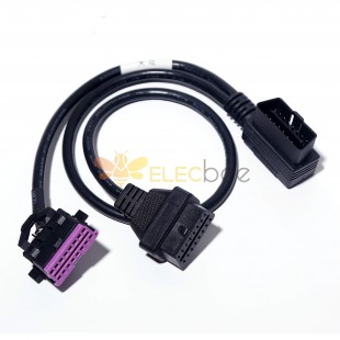 Automobile OBD2 Extension Cable Male To Dual Female For Vw Audi Skoda OBD Modification Cable 50Cm