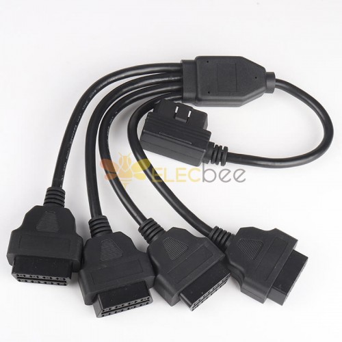 Automobile OBD2 Male To 4 Female Extension Cable 0.5M 16 Pin Diagnostic Tools