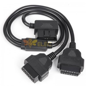 L Type OBD2 Angled Male To Dual Female Extension Cable 16 Pin 0.5M Diagnostic Tools