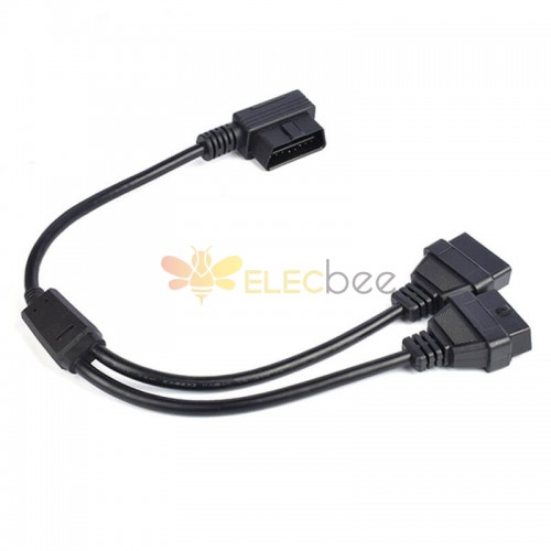 L Type OBD2 Angled Male To Dual Female Extension Cable 16 Pin OBD Diagnostic  Tools 16