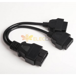 OBD Cable Male To Dual Female OBD2 Extension Cable 26Awg Cable Length 30Cm
