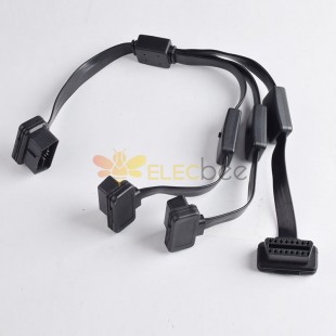 OBD2 Angled Male To 3 Angled Female Extension Cable With Switch 16 Pin 0.6M