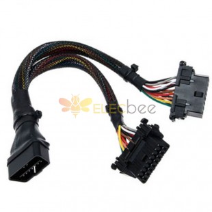 OBD2 J1962 Y Splitter Extension Cable 16 Pin Male To Dual Female Car Diagnostic Tools Automotive Wiring Harness 25Cm