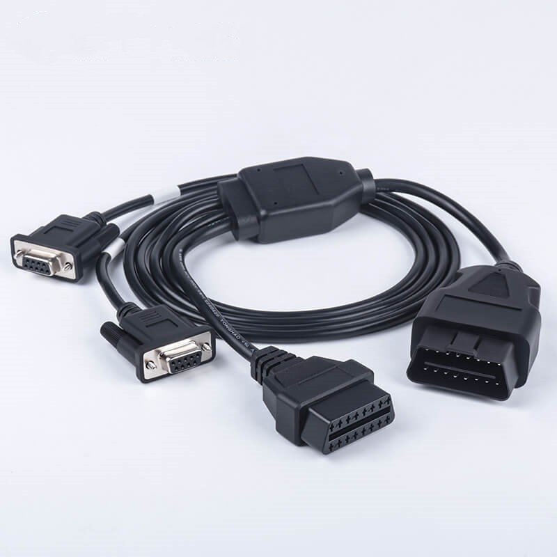 OBD2 Male To Dual DB9 Female And OBD Female Rs232 Diagnostic Tools Cable 1M