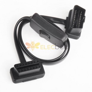 With Switch OBD2 Extension Cable Slim Angled Male To Female Automobile OBD Cable 8 Pin Cable Length 60Cm