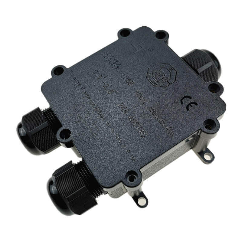 3 Pin IP68 Plastic Waterproof Junction Box M686 For Led Street Lights Sealable Waterproof Box Black Cable