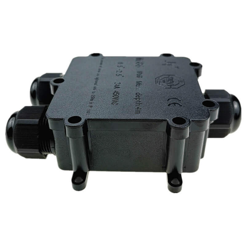 3 Pin IP68 Plastic Waterproof Junction Box M686 For Led Street Lights Sealable Waterproof Box Black Cable