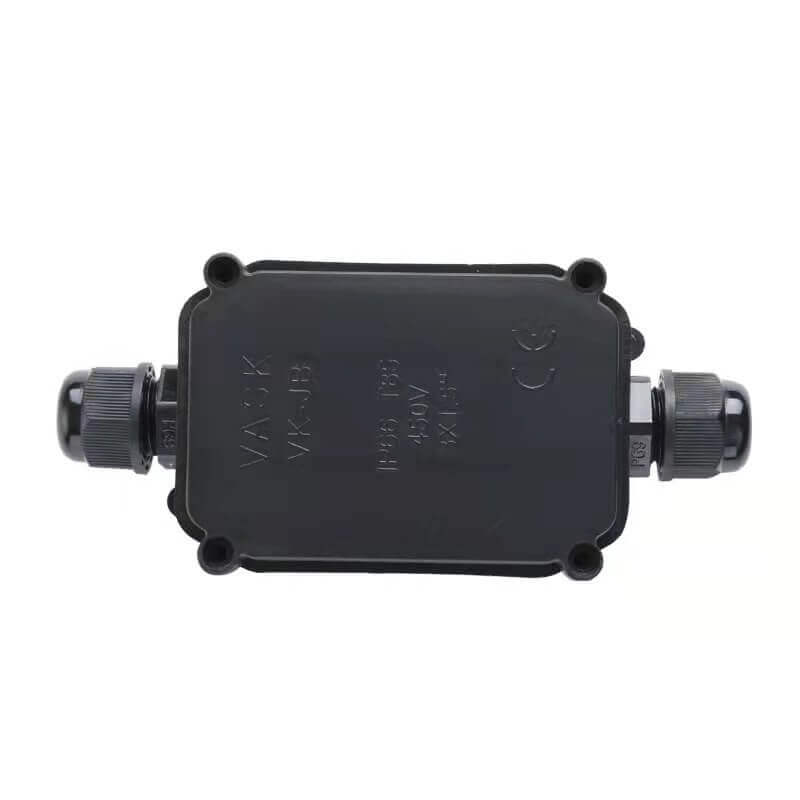 IP66 Two-Way Waterproof Junction Box 2-Hole Sealable Black Waterproof Box FSH710A-2P