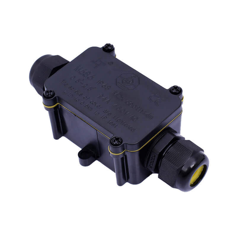 IP68塑料M686防水接線盒led路燈可灌膠防水盒M686黑色電纜接線盒2P