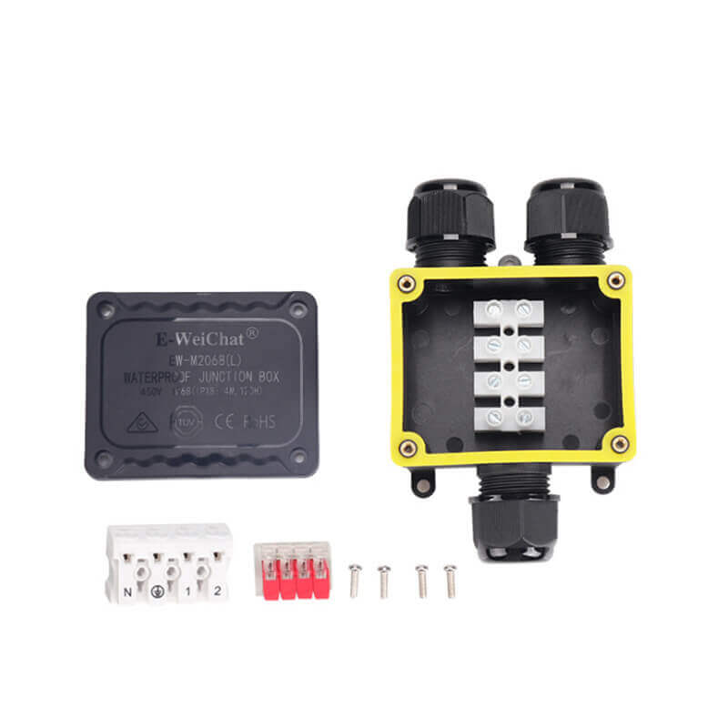 IP68 Plastic Waterproof Junction Box Y-Shaped Three-Way Outdoor Cable Junction Box Distribution Box With Terminals EW-M2068