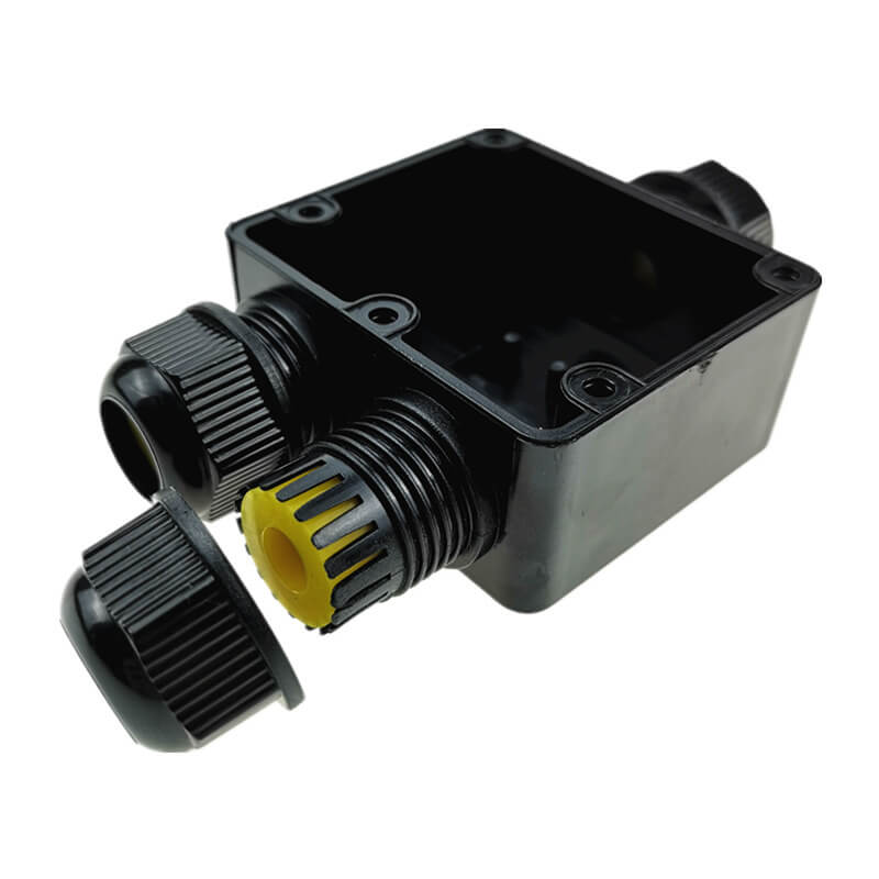 IP68 Waterproof Junction Box G712 3 Pin Black (5-9mm Sealing Ring PA10 Terminals + Screws)