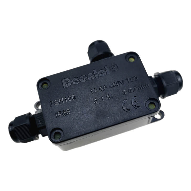 迷你型戶外防水接線盒帶端子IP66一進二出防水盒塑料黑色分線盒 FSH100-3P