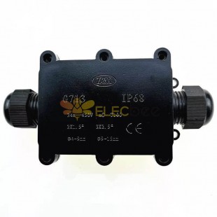 صندوق تقاطع بلاستيكي مقاوم للماء ثنائي الاتجاه IP68 G713 لأضواء الشوارع LED مع اتصال كابل أسود قابل للإغلاق أسود