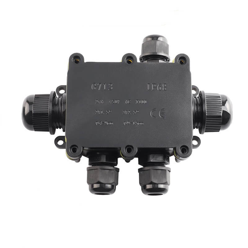 Led Işıklar İçin Su Geçirmez Bağlantı Kutusu Beş Yönlü IP68 G713 Plasti Siyah 5 Pin