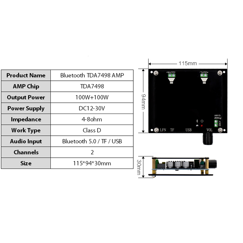 2100W-TDA7498-Bluetooth-50-Digital-Audio-Amplifier-Board-Dual-Channel-Class-D-Stereo-Decoded-Remote--1723728