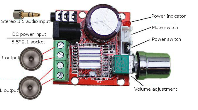 5Pcs-12V-Mini-Hi-Fi-PAM8610-2X10W-Audio-Stereo-Amplifier-Board-970414