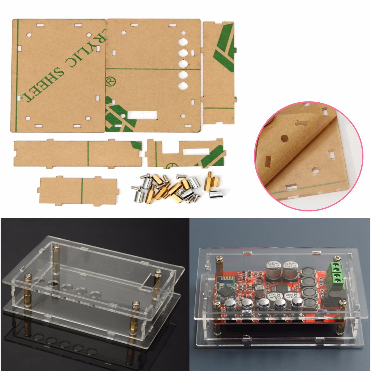 Acrylic Shell Case for TDA7492P Bluetooth CSR4.0 Audio Amplifier Board 