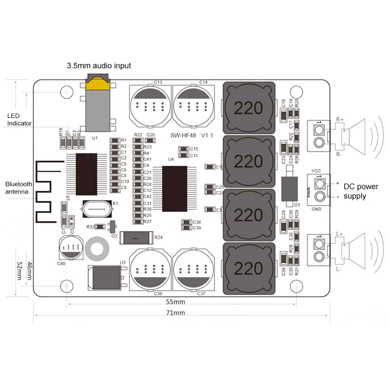 SANWUreg-TPA3118-2x30W-8-26V-DC-Stereo-bluetooth-Digital-Amplifier-Board-1095250