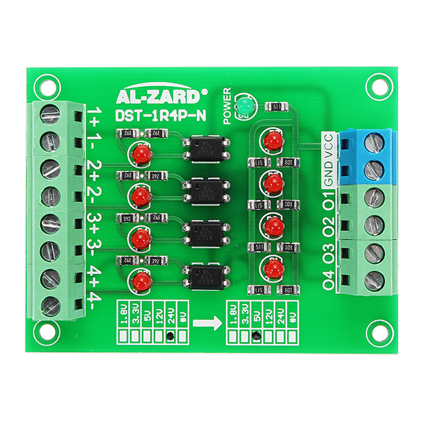3Pcs-24V-To-5V-4-Channel-Optocoupler-Isolation-Board-Isolated-Module-1286216