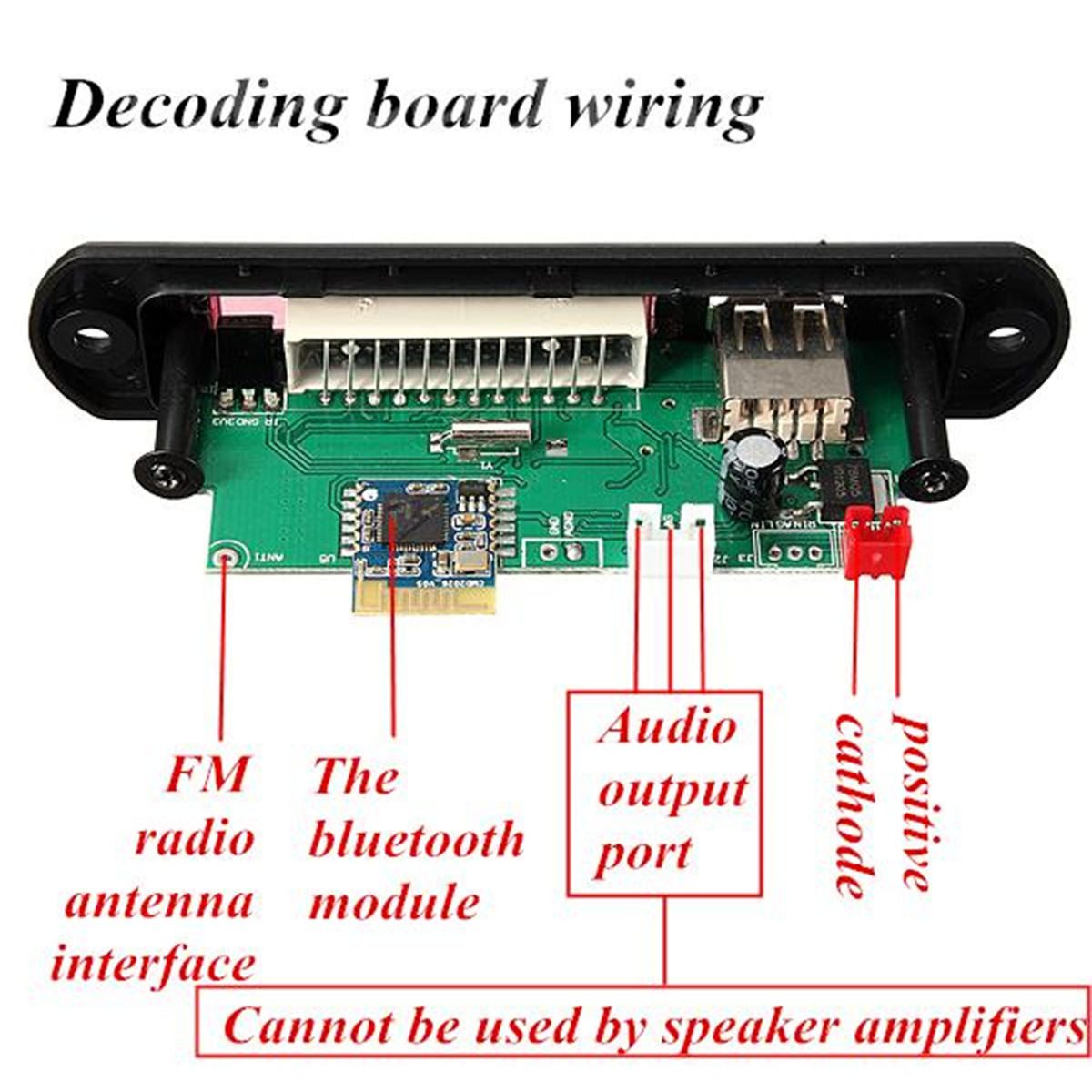 M01BT69 12V bluetooth inalámbrico MP3 WMA placa decodificadora módulo de  Audio USB TF Radio para coche