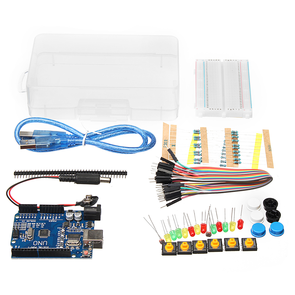 Basic-Starter-Kit-UNO-R3-Mini-Breadboard-LED-Jumper-Wire-Button-With-Box-For-Geekcreit-for-Arduino---1161006