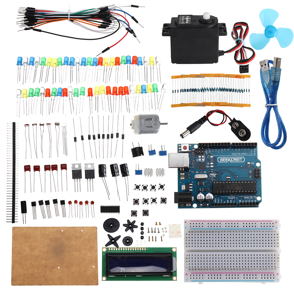 KW-AR-StartKit-Kit-with-17-Classes-UNO-R3-DC-Motor-Breadboard-Components-Set-Geekcreit-for-Arduino---1696983