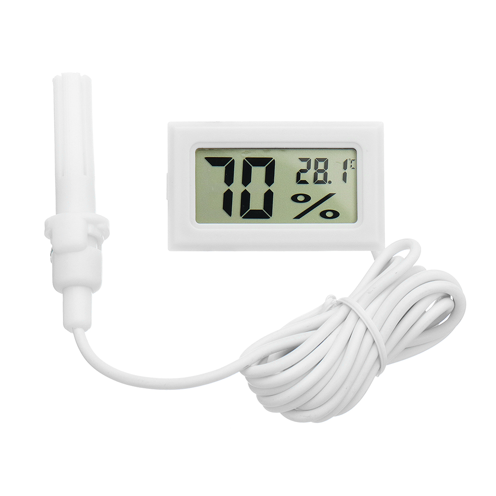 MECCANIXITY Mini Digital Thermometer LCD Display Celsius Gauge Temperature  Meter with Probe for Aquarium Terrarium Refrigerator White