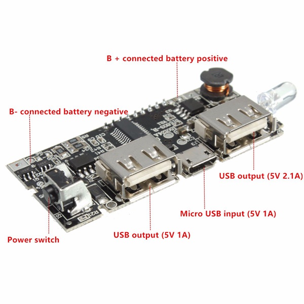 10Pcs-Dual-USB-5V-1A-21A-Mobile-Power-Bank-18650-Battery-Charger-PCB-Module-Board-1180544