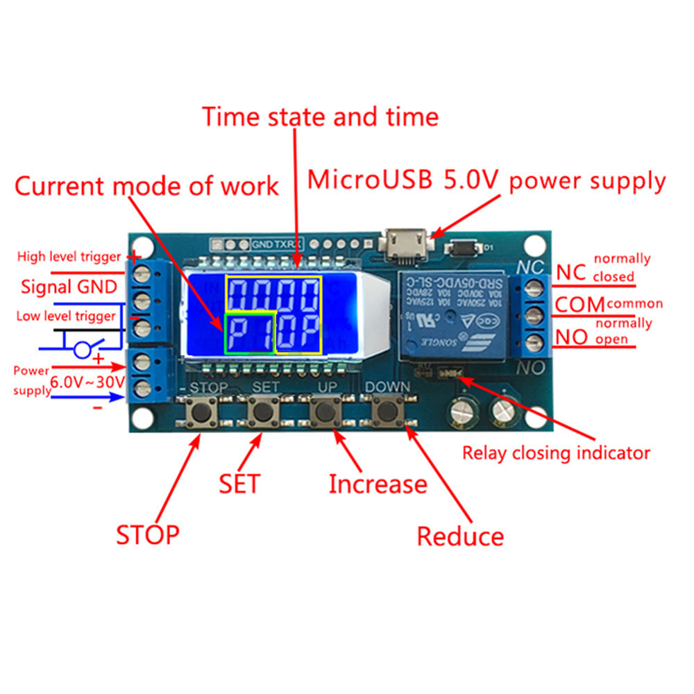 LCD-Display-Timer-Relay-Module-DC6-30V-Cycle-Timing-OFF-Trigger-Delay-Switch-DC-AC-Universal-Conduct-1529574