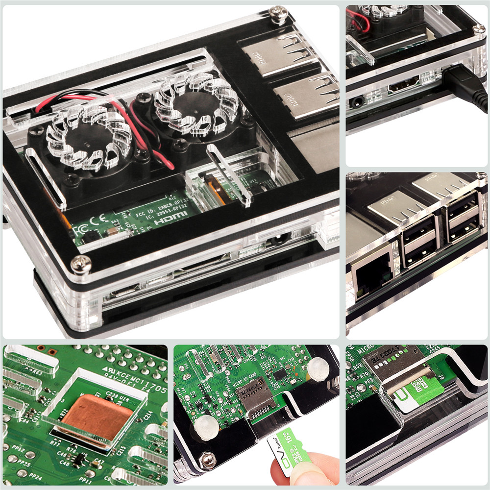 3-in-1-9-Layers-Acrylic-Case--Dual-Fan--Copper-Heatsink-Kit-For-Raspberry-Pi-3-Model-B-1252557